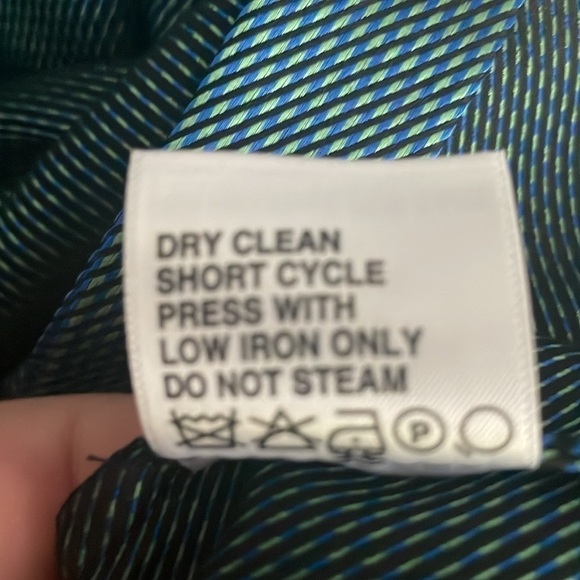 Per Se by Carlisle‎ Women's Green & Blue geometric iridescent button up size 14 - Picture 7 of 8